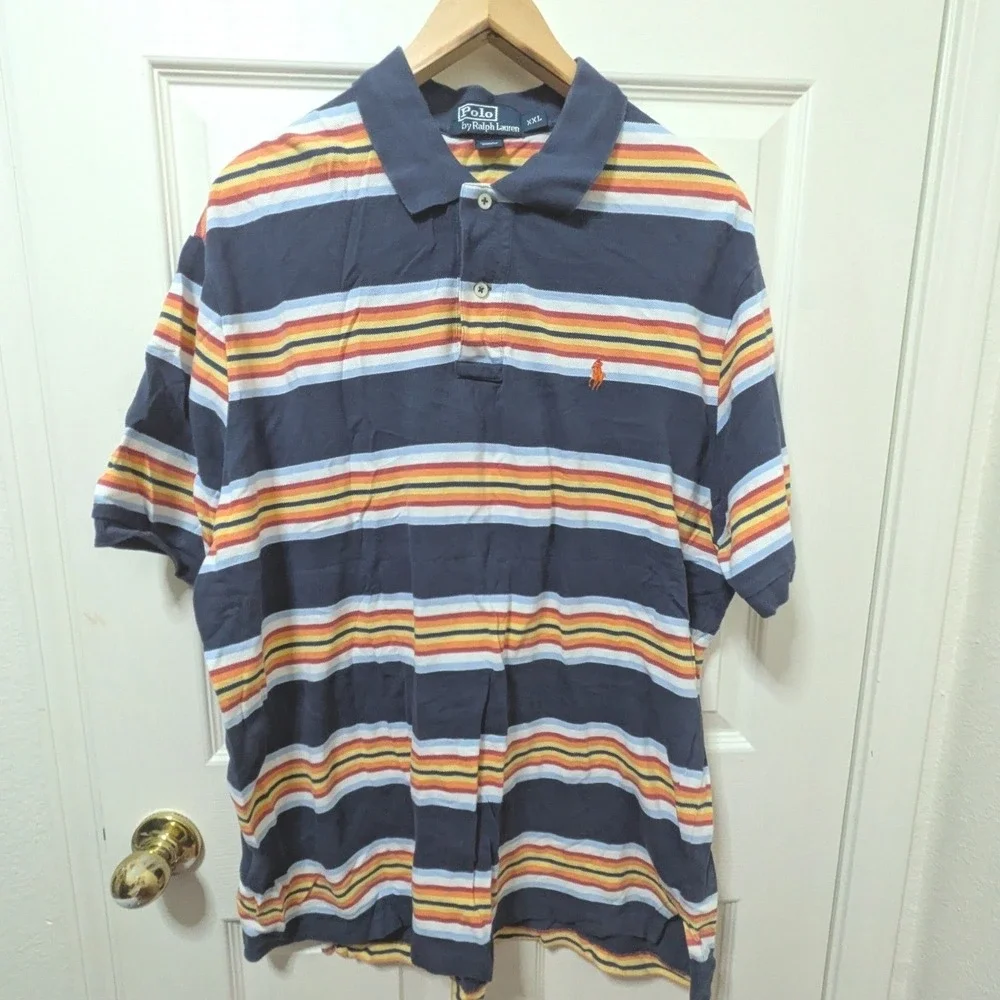Polo Ralph Lauren Polo Shirt XXL Preppy Vintage Summer Striped Rugby Golf Cotton